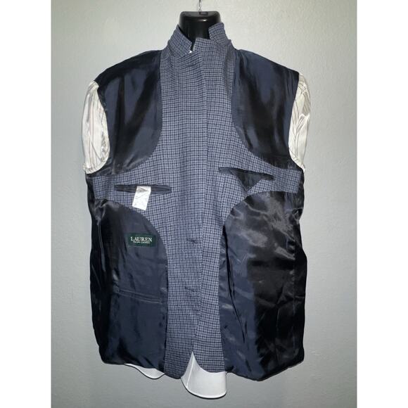 Lauren Ralph Lauren Men’s 48R Blue Plaid Blazer Sport Coat Polyester Viscose - Picture 12 of 14